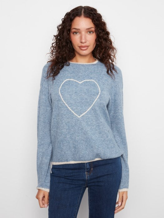 Embroidered Heart Sweater Storm