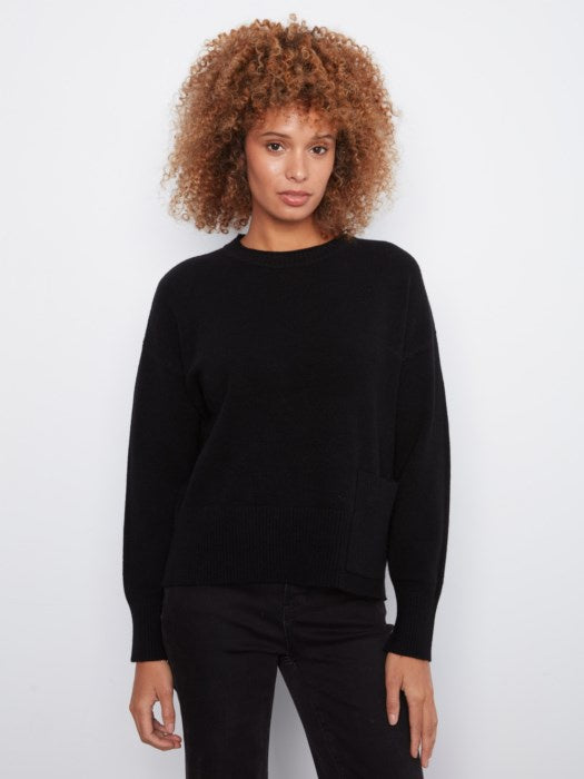 Patch Pocket Crew Neck Sweater