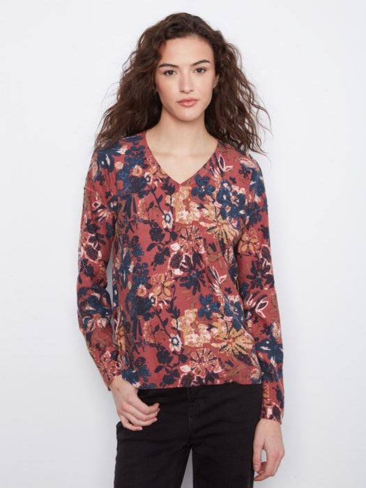 Reversible V-Neck Sweater, Passion