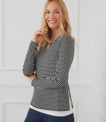 Stripe Side Slit Top