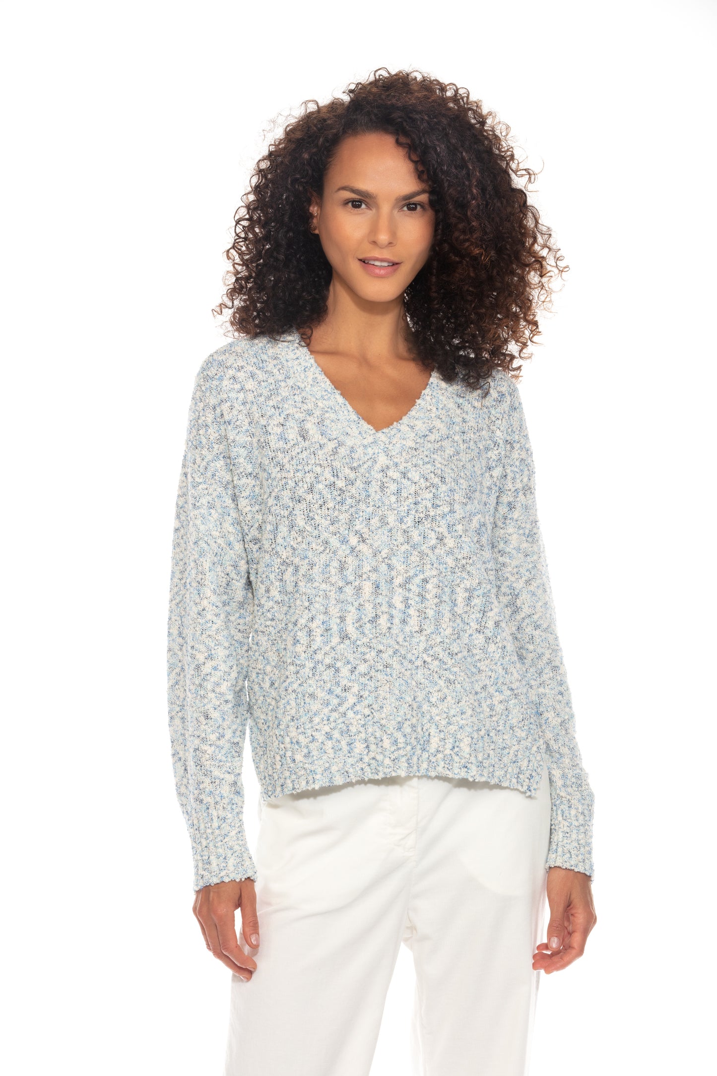 MELANGE BOUCLE SWEATER VEE
