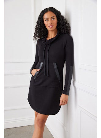 Faux Leather Patch Dress
