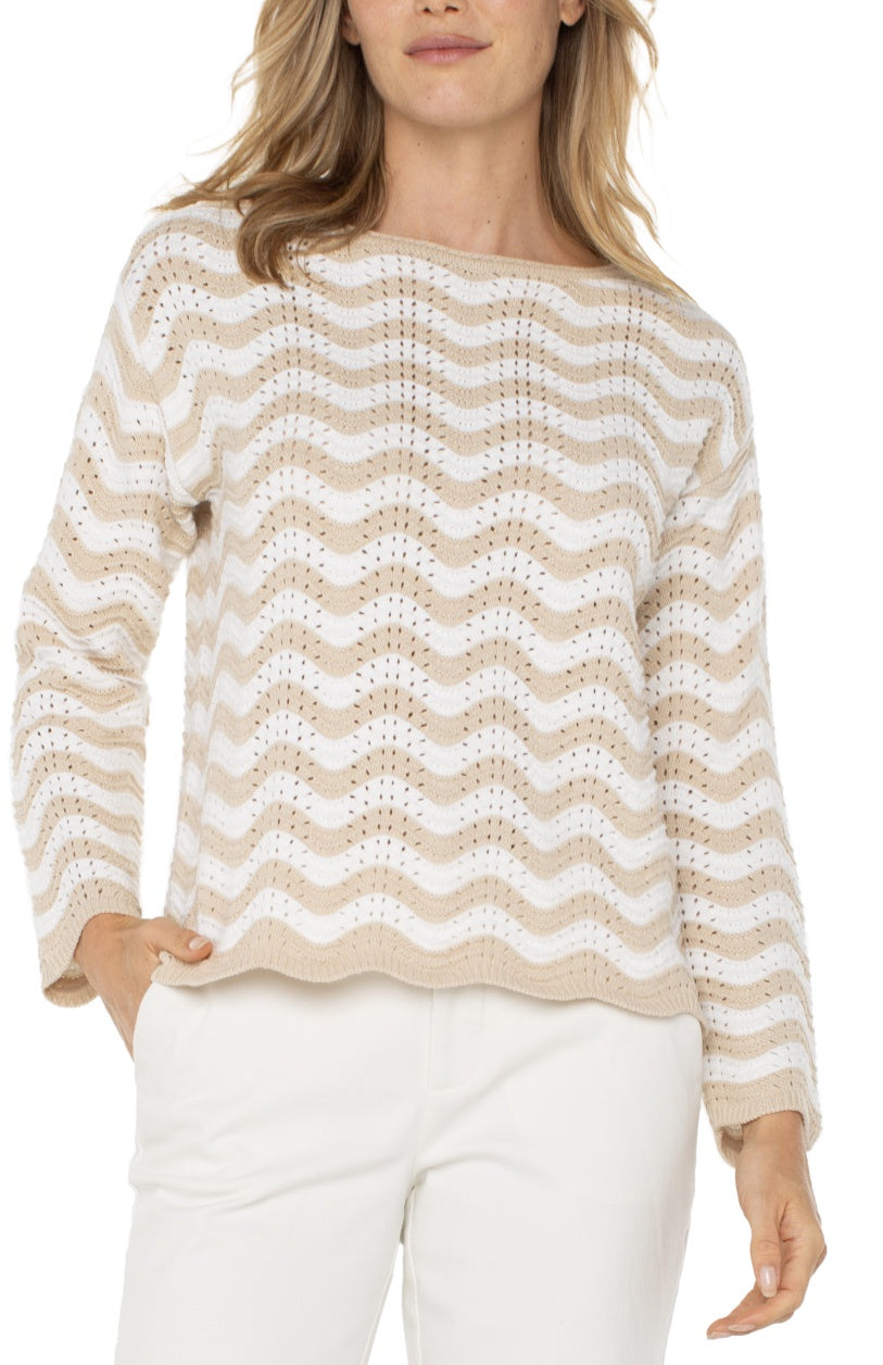 Boat NeckScallop Hem Sweater