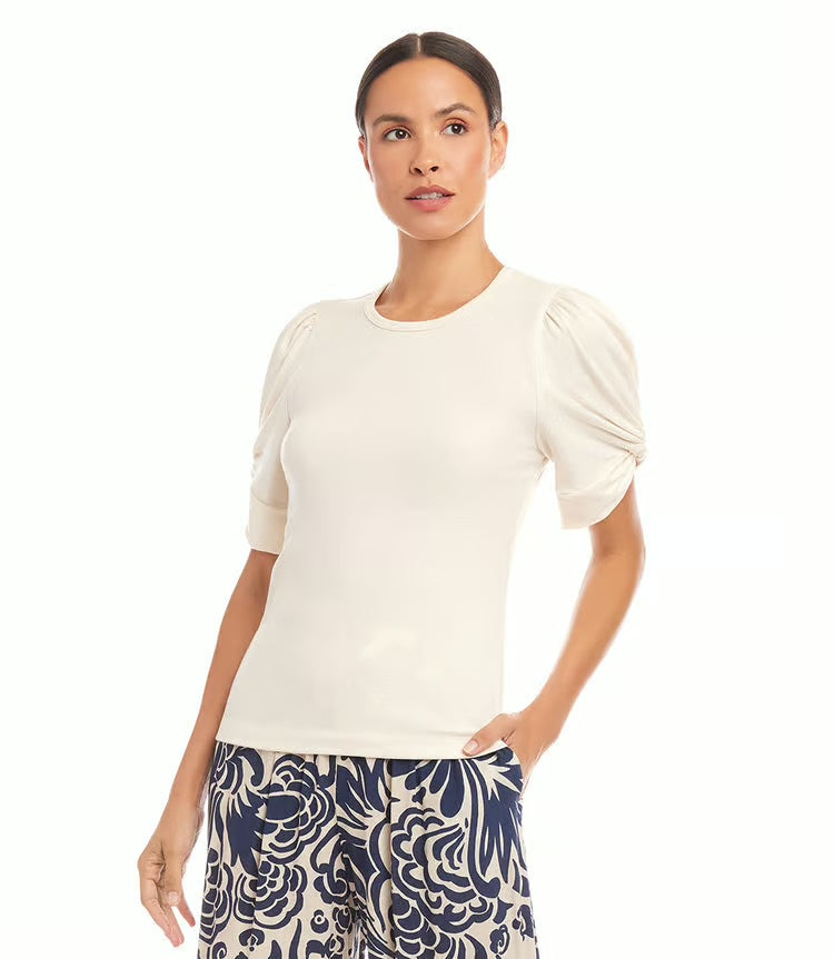 Ribbed Twist Sleeve Top
