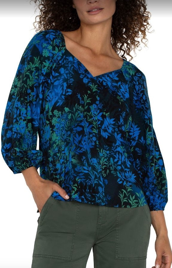 Blue Topaz Multi Three Quarter Sleeve Top