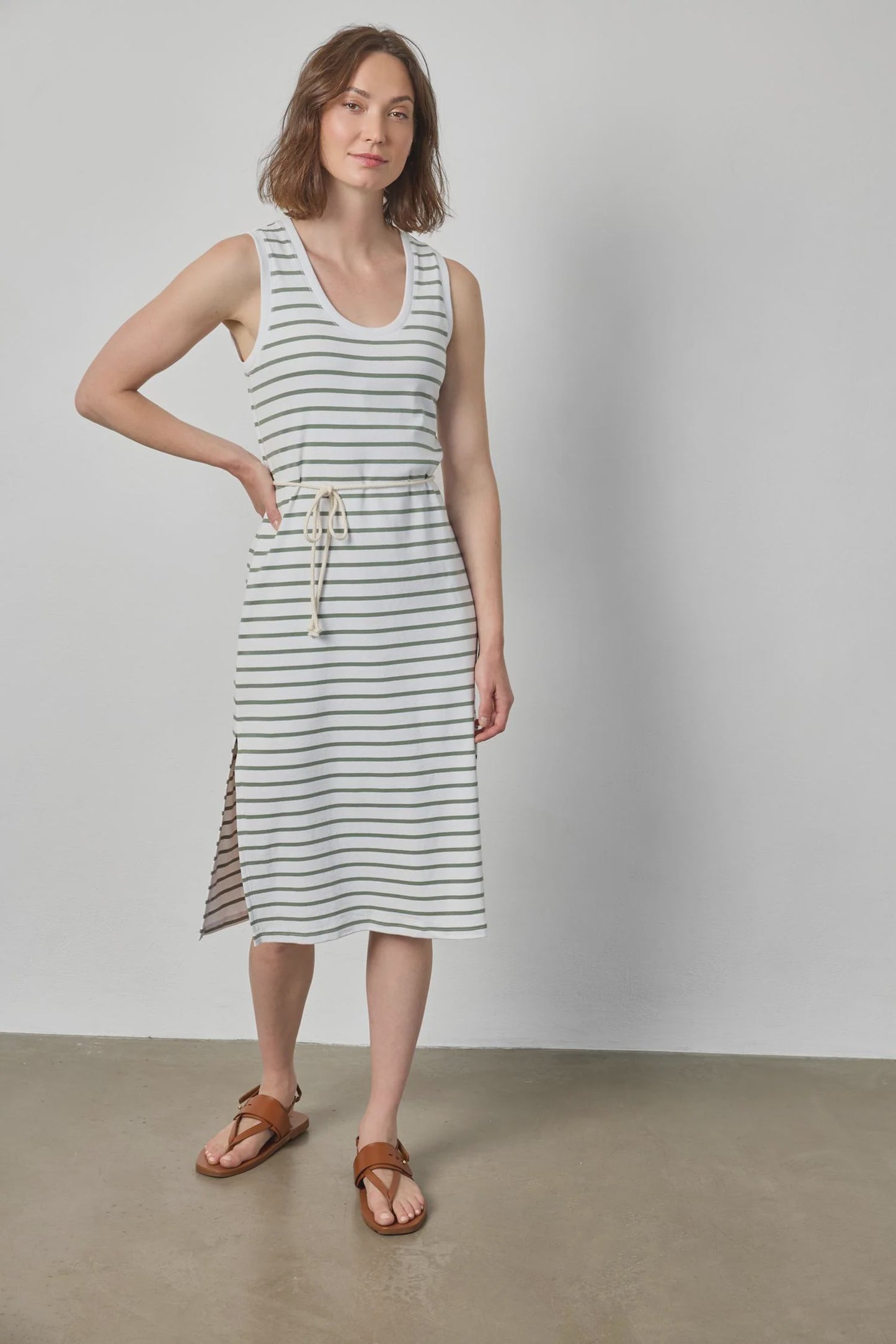 Rib Stripe Tank Dress