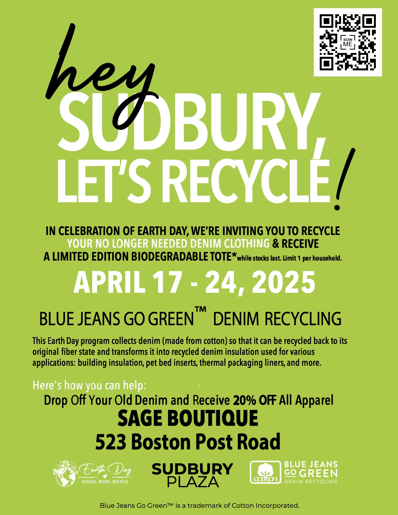 Blue Jeans "Go Green" Denim Recycling April 17 - 24