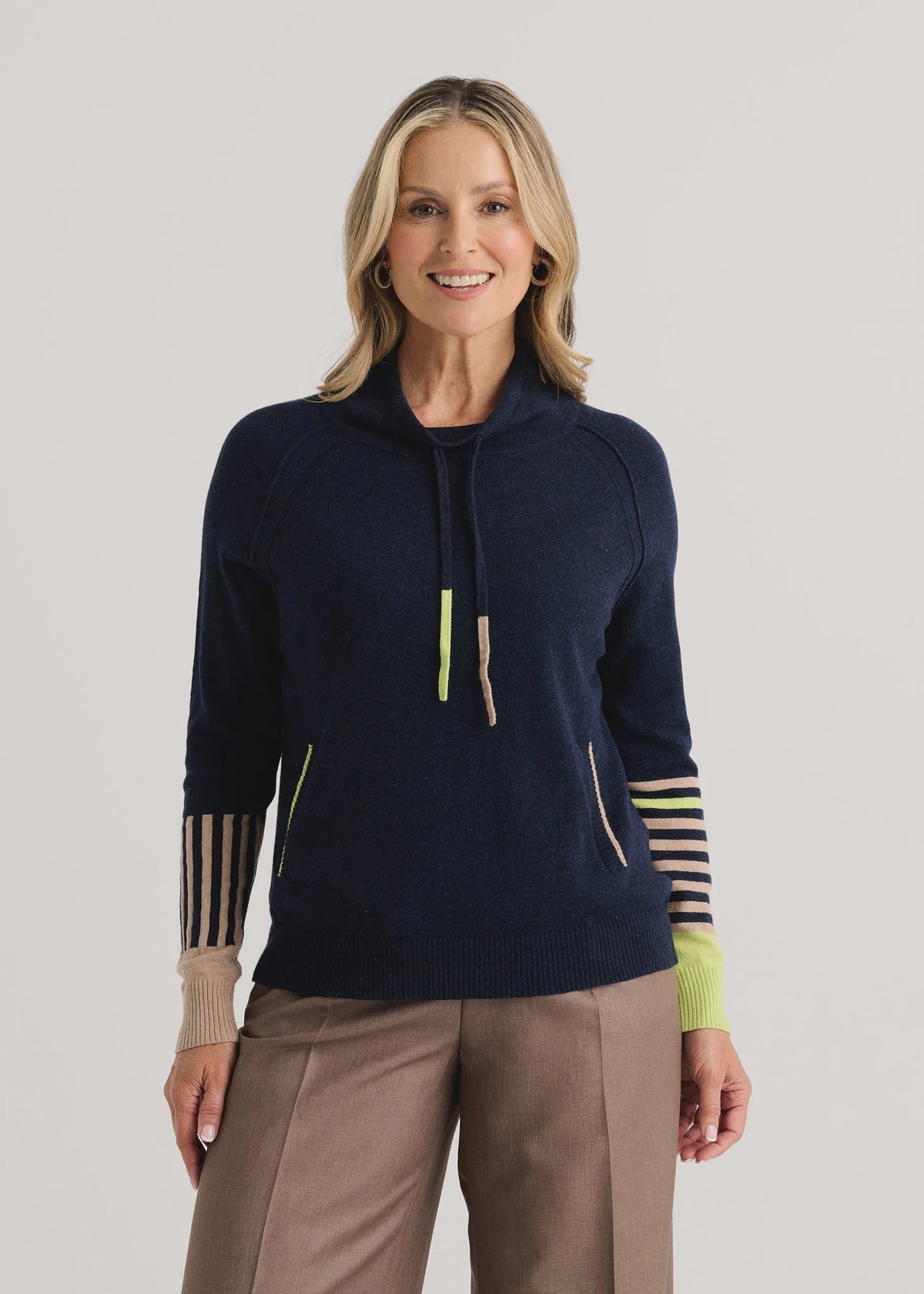 Drawcord Sweater, Dark Denim