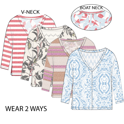 Sale! Combo Print 3/4 Slv Top