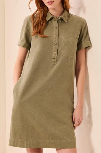 Pop Over Shirt Dress, Olivestone