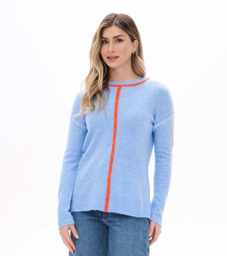 maeve sweater - azure blue and orange
