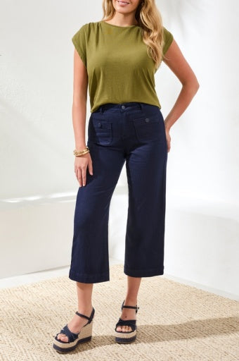 SOPHIA HUGGING CROP PALAZZO DENIM-NAUTICAL