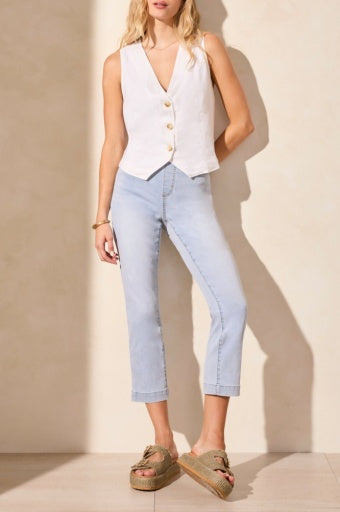 Linen Blend Lined Button Front Vest