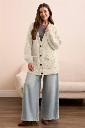 OVERSIZE PUFF SLV SWTR CARDIGAN-H CREAM