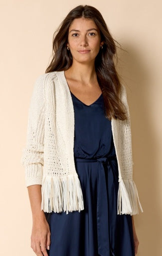 TAPE FRINGE CARDIGAN
