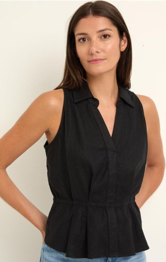 STRETCH LINEN CINCH VEST