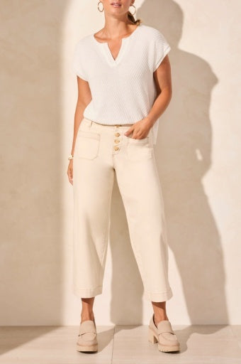 Sale! AUDREY HUGGING WIDE CROP JEANS W/BTN FLY