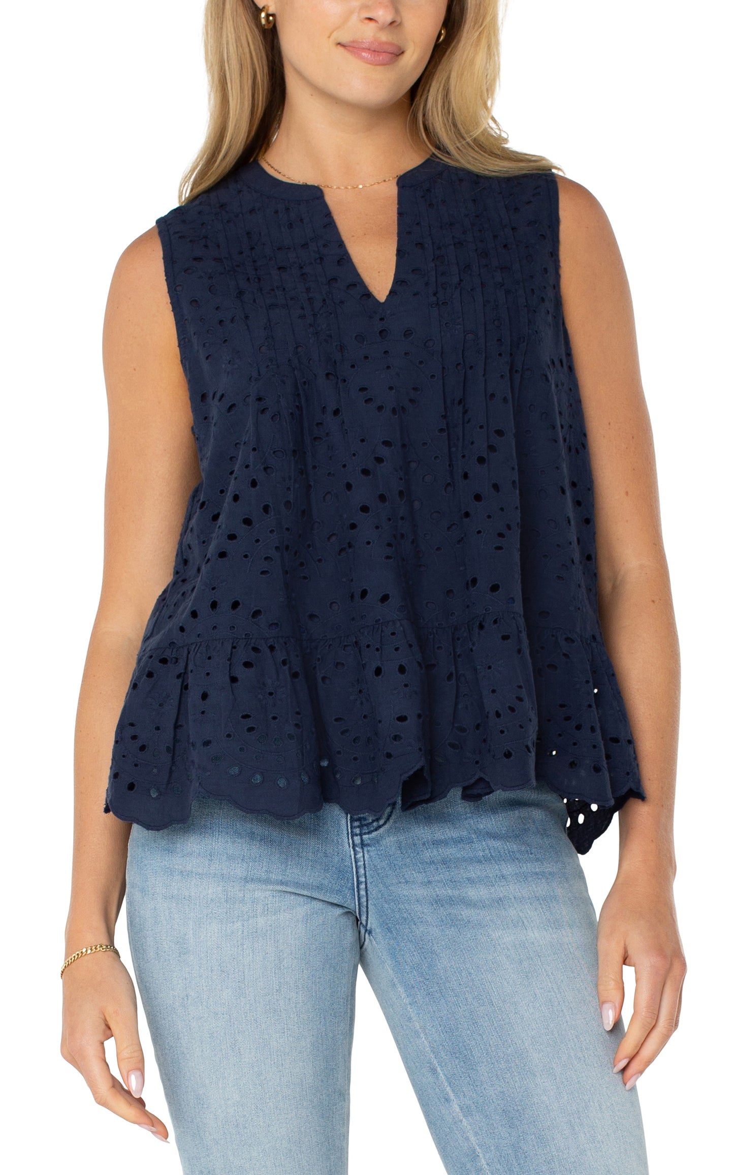 Sale! Sleeveless Pintuck Woven Top