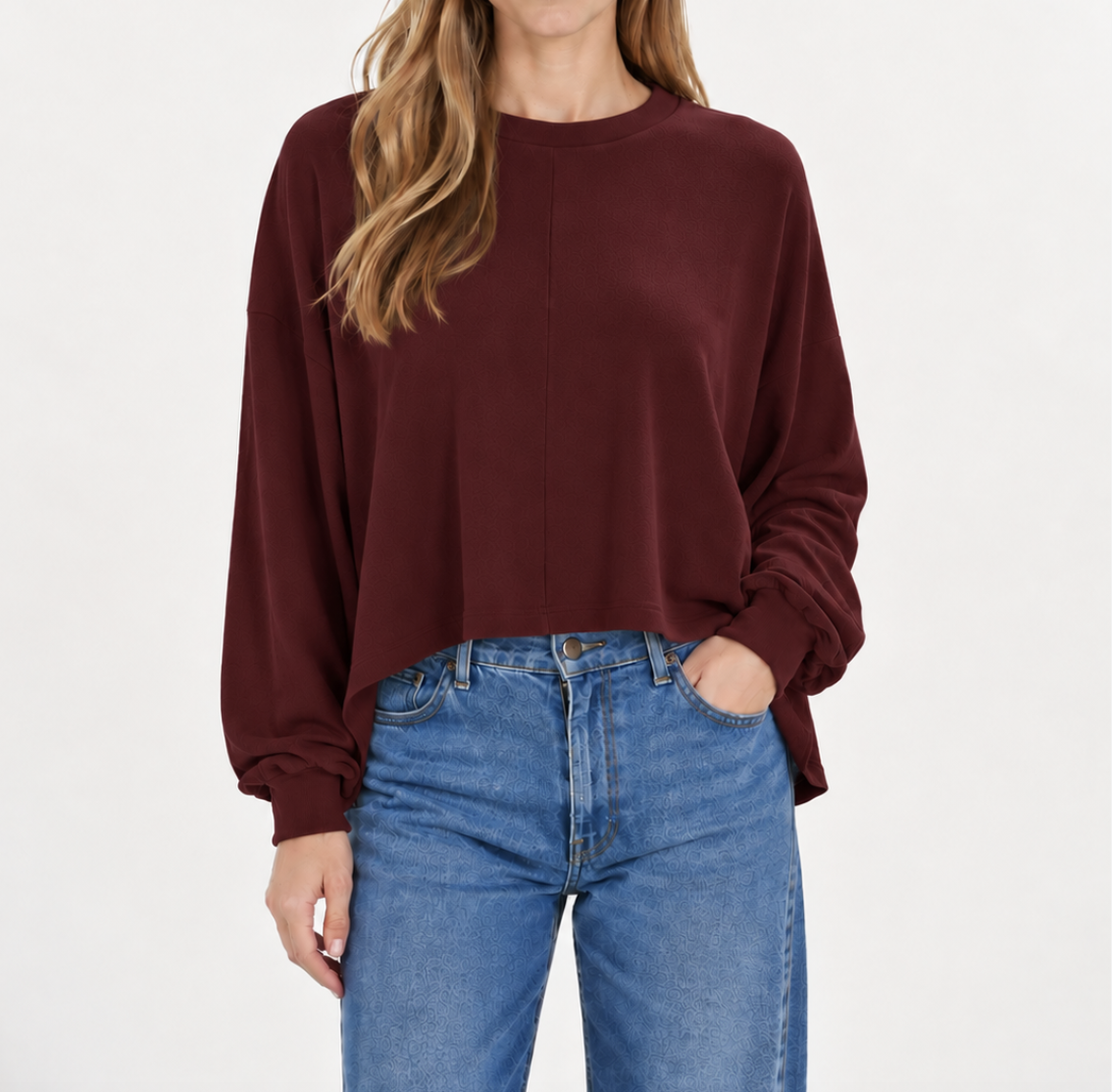 Oversized Crepe Hacci Top