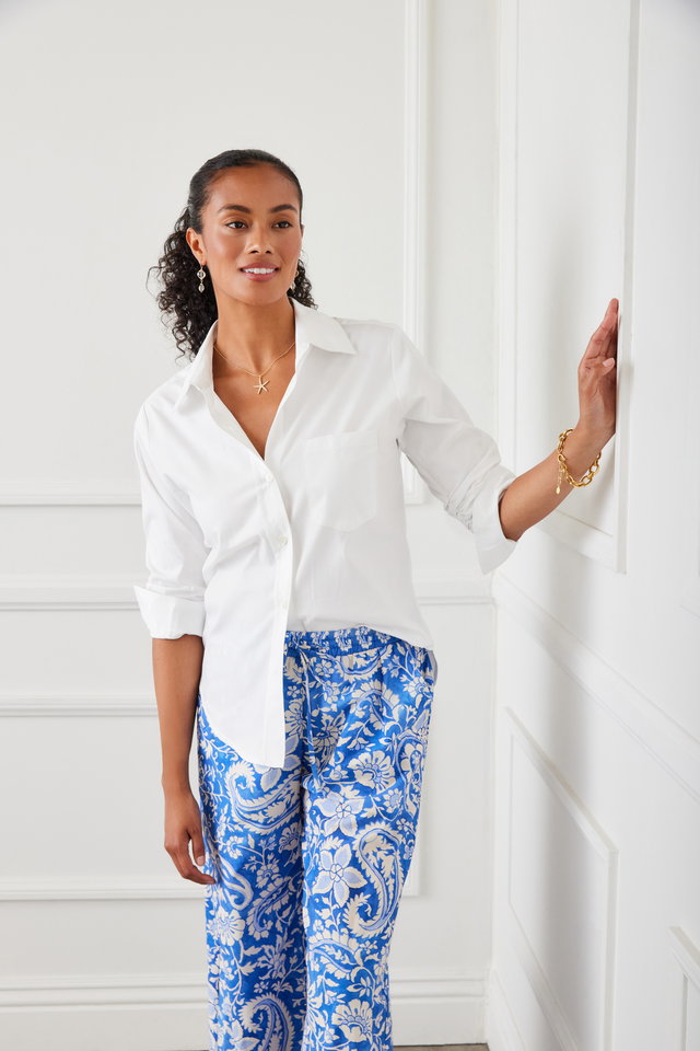 Ruched Sleeve White Shirt