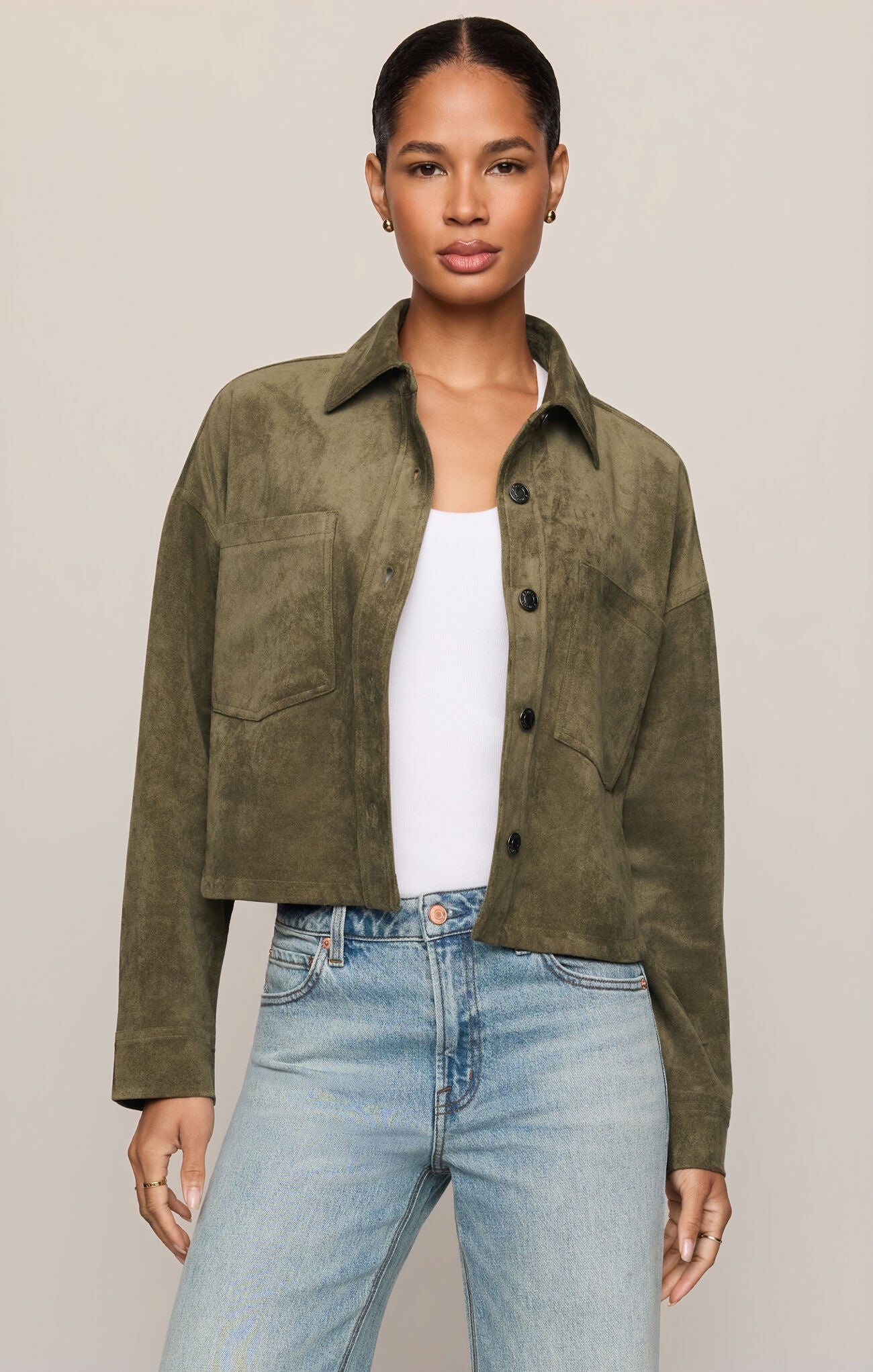 All Day Cropped Suede Jacket, Montsera