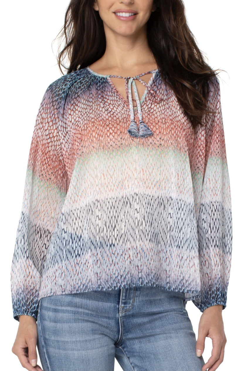 SHIRRED BLOUSE Ombré Snake