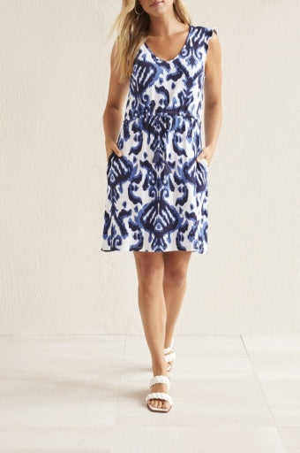Sale!SHORT KNIT DRESS W/ WAIST DRAWCORD-SEASAPPHIRE