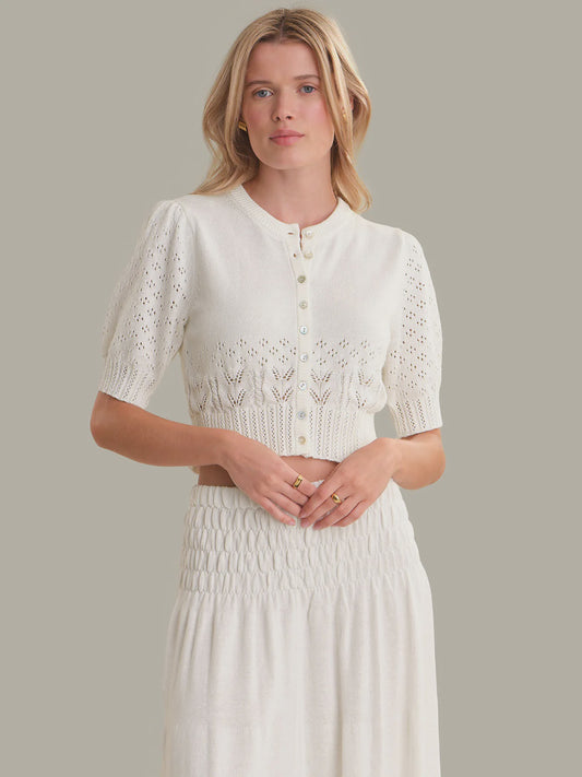 FLEUR TULIP LACE POINTELLE CARDIGAN
