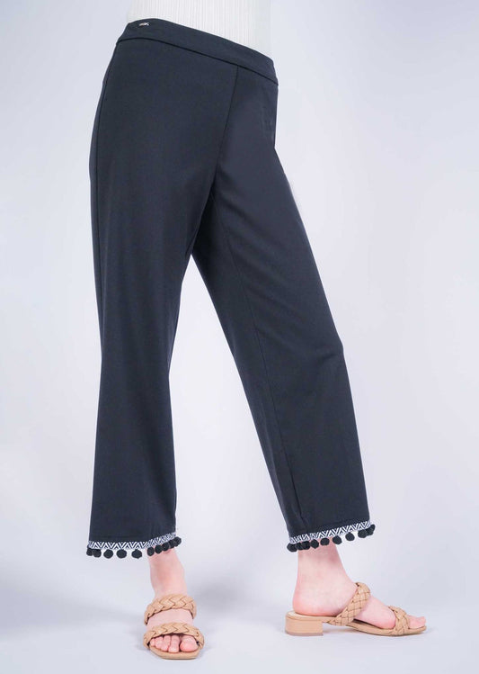 Black Pom Pom Pants