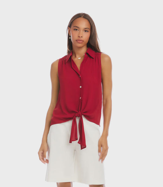 Sleeveless Tie-Front Top