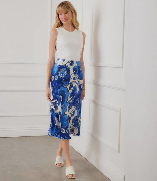Bias Cut Midi Skirt Blue