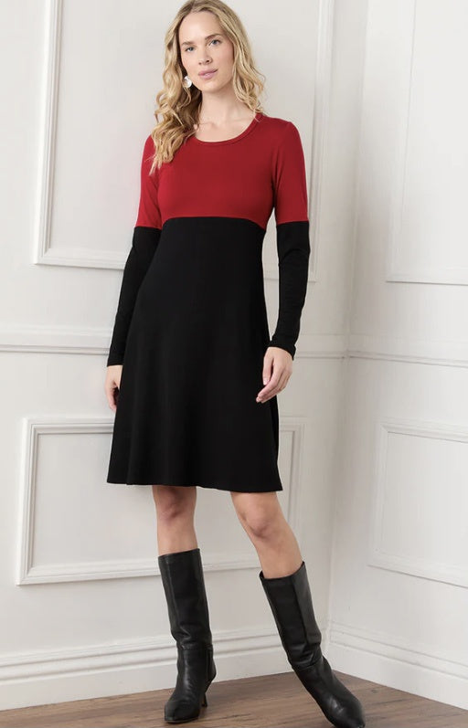 Contrast Scoop Neck Dress