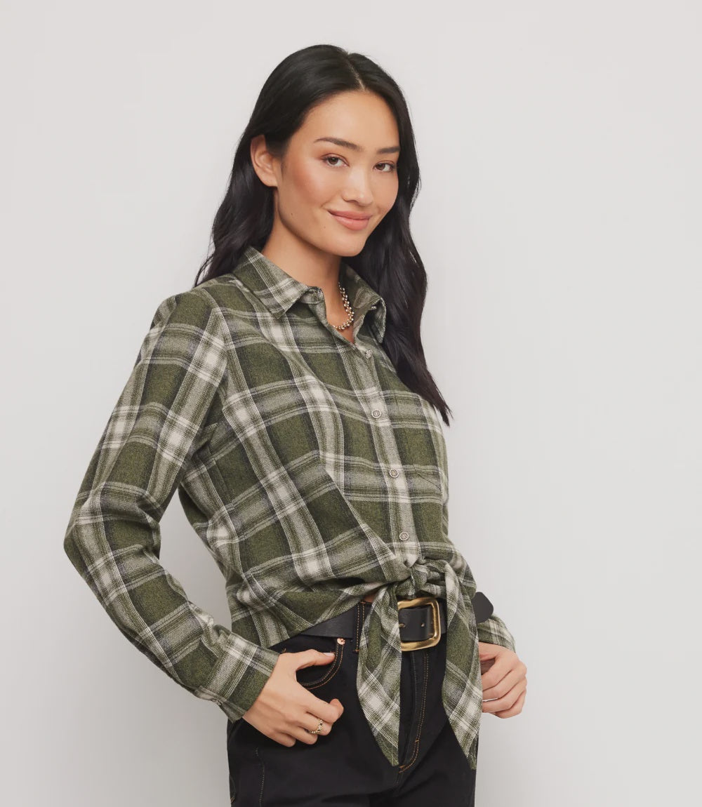 Plaid Tie-Front Shirt