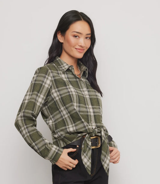 Plaid Tie-Front Shirt