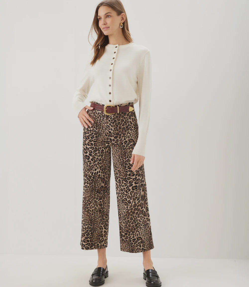 Corduroy Wide-Leg Pants, Leopard