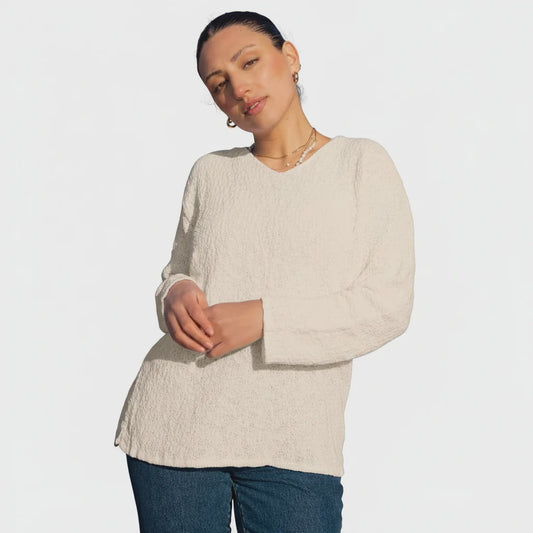 Avalin OS Cotton V-Neck Sweater, Cream