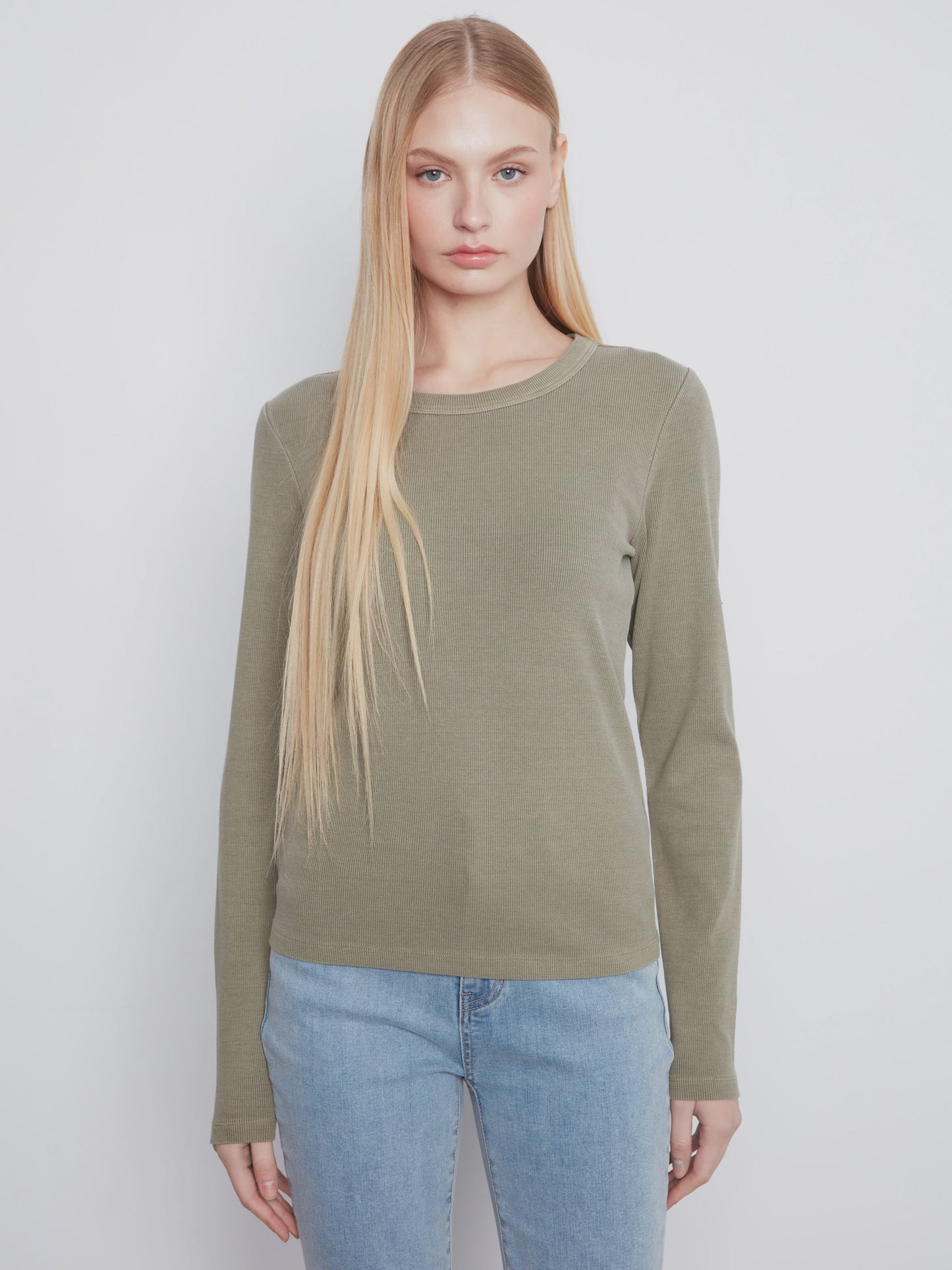 Tencel Rib Long Sleeve Crew