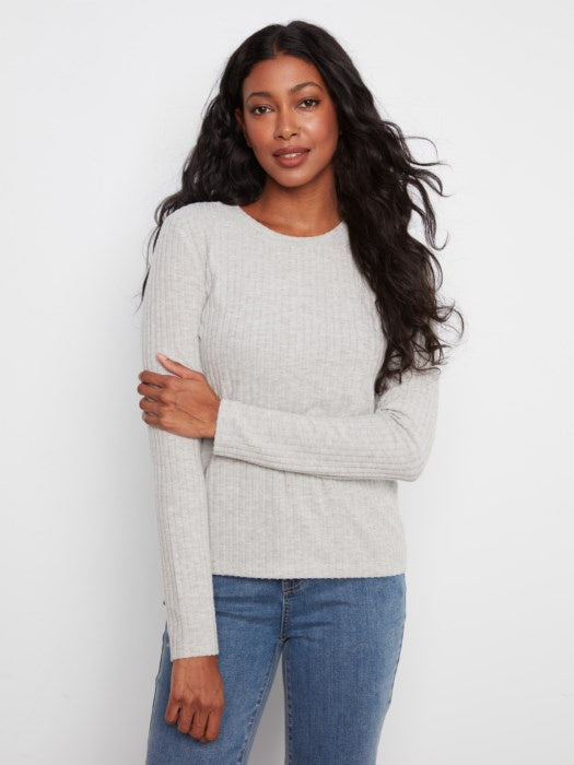 Brushed Rib Long Sleeve Heather Oat
