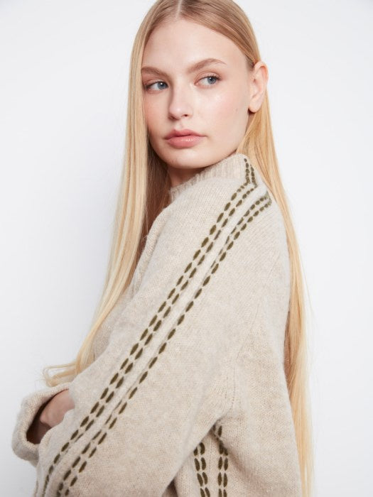 Stitch Mock Neck Sweater, Oat