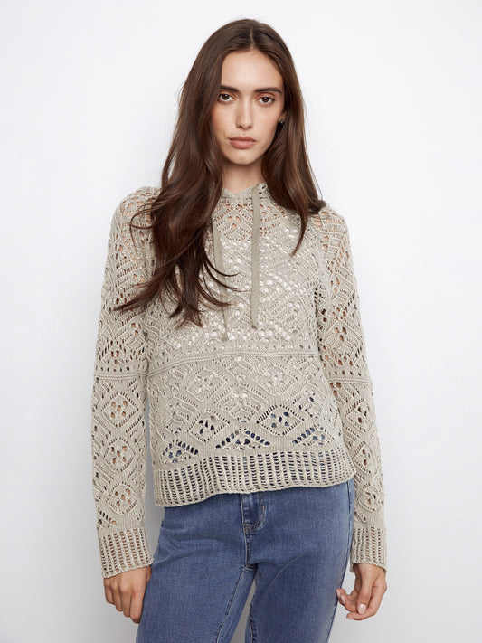 Cotton Crochet Hoodie Sweater