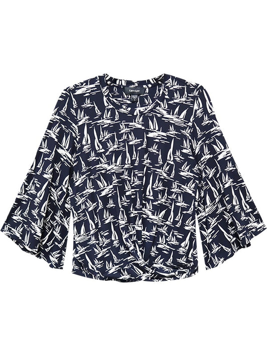 Flare Sleeve Drape Front Sailboat Top