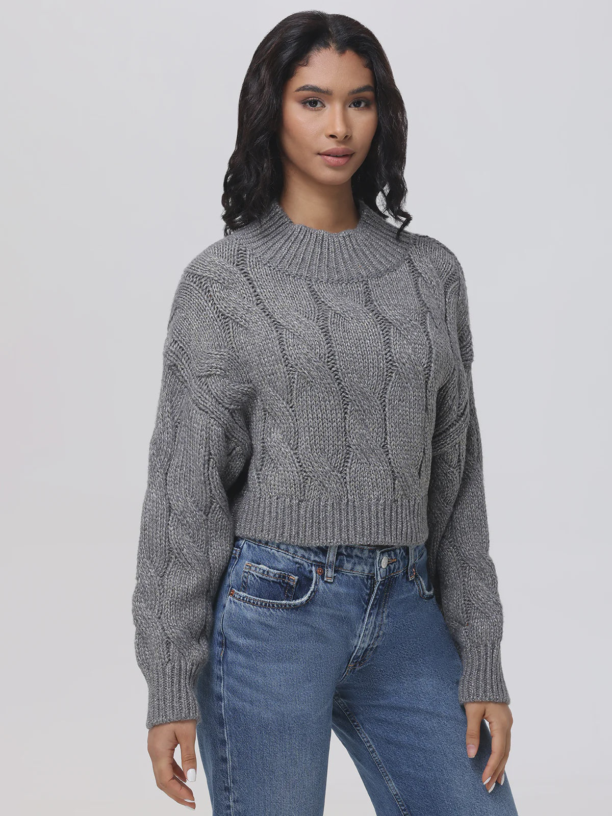 Lurex Cable  Crop Sweater