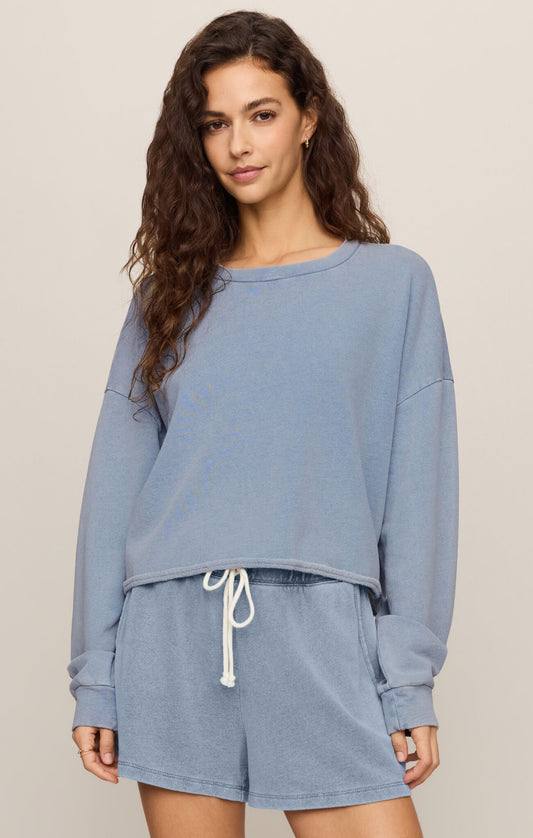 CIRCUIT KNIT DENIM SWEATSHIRT OCEAN AIR