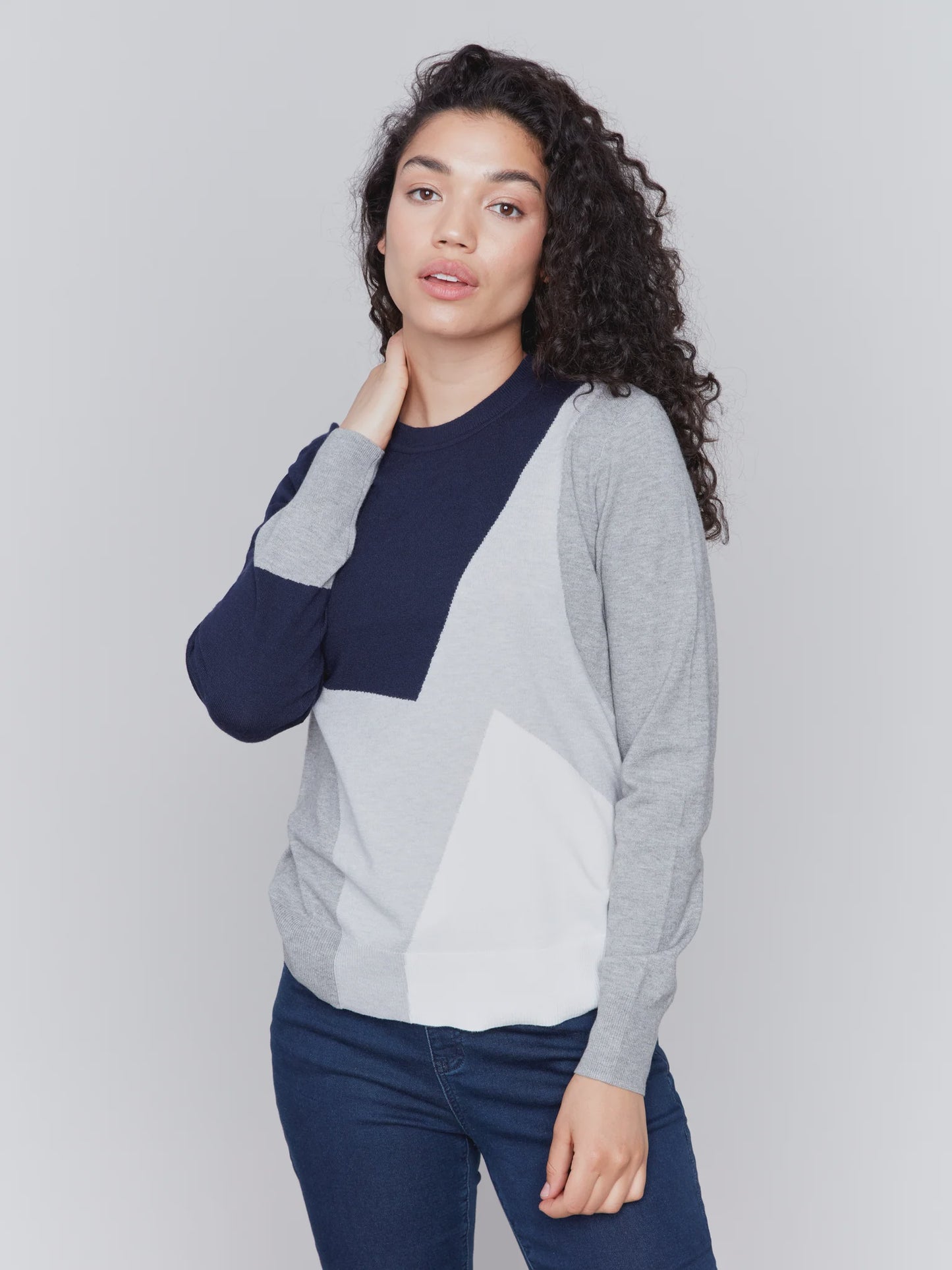 Navy Color-Block Plushy Sweater