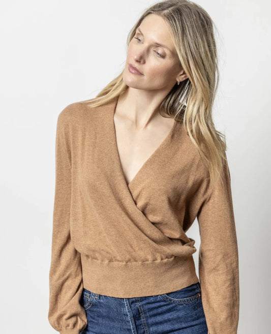 Sale!Long Sleeve Surplice Sweater