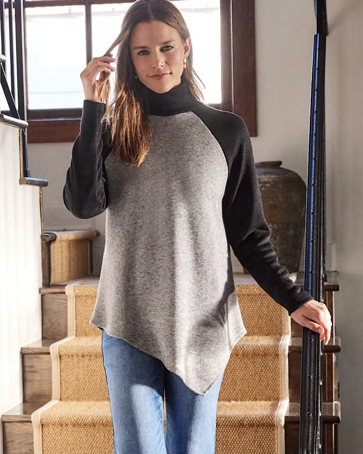 Asymmetric Turtleneck Top