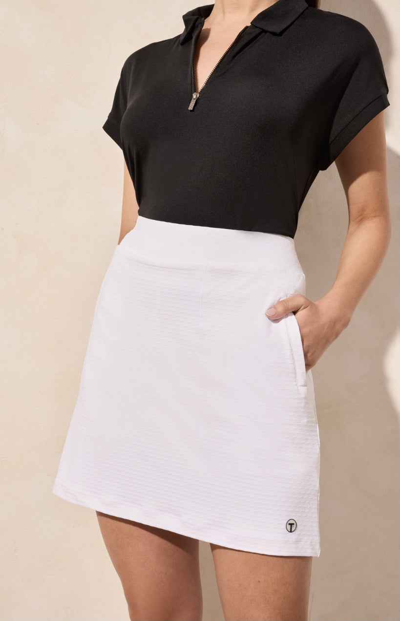 PULL ON SKORT W/CONTRAST ZIPPER White