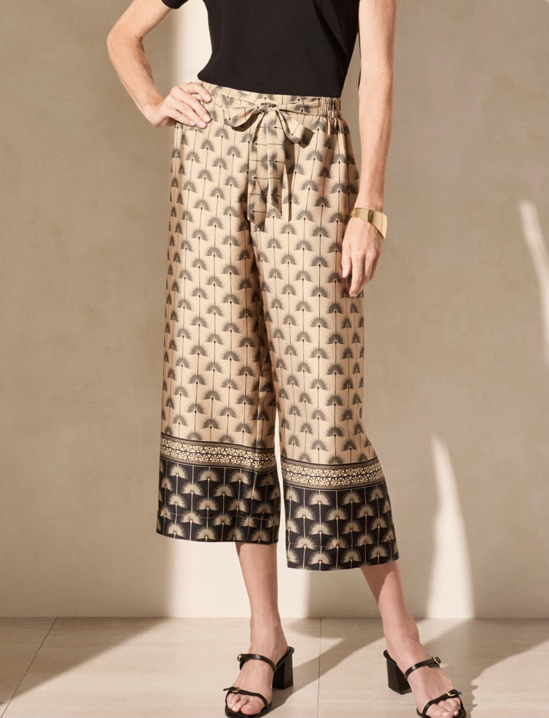 BORDER PRINT FLOWY PANT