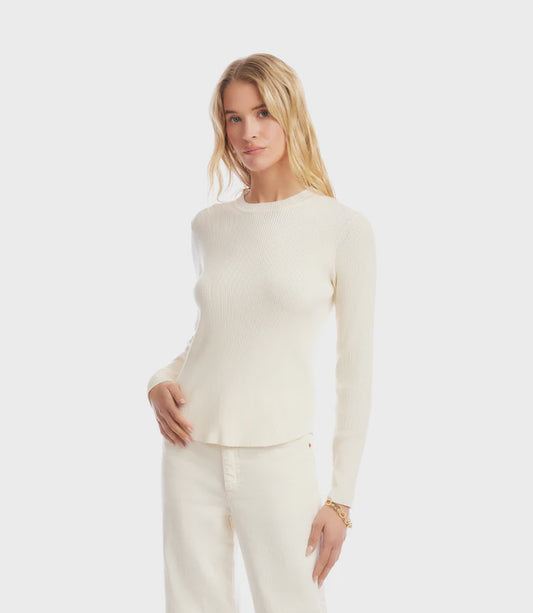 Ribbed V Neck Sweater - Cream