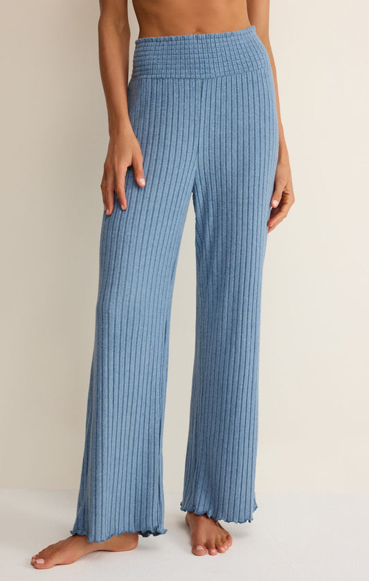 DAWN SMOCKED RIB PANT  OCEANIC BLUE